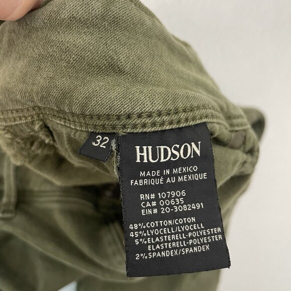 Hudson Low Rise Raw Hem Flap Pocket Skinny Jean Stretch Denim Olive Green sz 32 - Picture 9 of 9